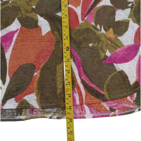 Tahari Womens Floral Linen T-Shirt Short Sleeve V-Neck Multicolor Casual Size 1X - Picture 7 of 7